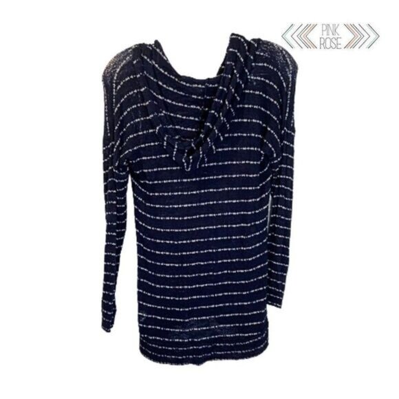 Pink Rose Striped Hoodies for Women‎ Long Sleeve Knit Sweaters Pullover Sweater - Picture 2 of 6